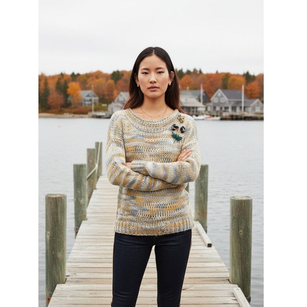 NEW Anthropologie $128 Marled Boat Neck Sweater by Moth Size Small